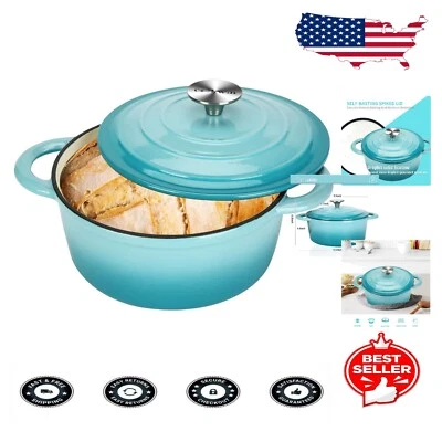 Heavy Duty Enameled Cast Iron Dutch Oven 4.5 Quart - Perfect Gift for Home Chefs