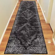 Glamor Beauty Dark Grey Runner Rug
