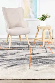Medieval Primitive Grey Orange Rug