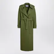 [Harris Wharf London] Green Wool Coat With Belt 42 IT Green