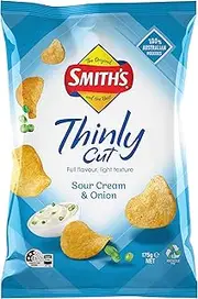 Smith’s Thinly Cut Potato Chips Share Pack Sour Cream & Onion 175g