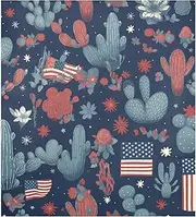 Refrigerator Magnet Cover Decorative Magnetic Dishwasher Front Door Cover Sticker for Home Kitchen Decor, 23x26 Inch American Independence Day American Flag Red White Blue Color Cactus Illustr