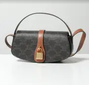 Celine Clutch on Strap Tabou Triomphe Canvas Calf Tan 10I592DQ2 04LU 119086350