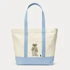 Polo Ralph Lauren Bear Canvas Tote Bag Medium Blue Limited Edition VHTF Rare Sop