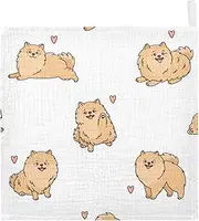 vvfelixl Baby Muslin Washcloths Funny Pomeranian Spitz Dogs Baby Burp Cloths Cotton Baby Face Towel for Newborn Infants Boys Girls Soft and Absorbent 11.8 X 11.8 in, 3 Pack