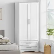 ALFORDSON Wardrobe Clothes Storage Cabinet Hanging Rod White