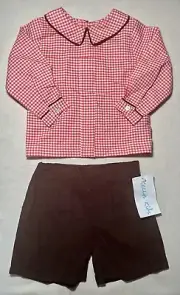 KELLY'S KIDS Peter Pan Collar Gingham 18M Shirt and Pants Set - NWT