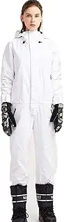 [Abcoll] Ski Suit for Women One-Piece Snowsuits Zipper Waterproof Jumpsuits Ski Suits (Color : White, Size : S)