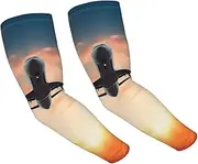 [FHEDVBN] Airplane Sunset Sky Arm Sleeves Compression Arm Covers for Men Women Outdoor Sun Sleeves Cooling Sports Sleeve, Black