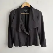 Eileen Fisher Jacket XS Moto Side Zip Draped Neck Bomber Silk Lined Dark Gray