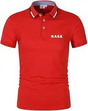 [ZCLNYVGJ] Men’s Short Sleeve Polo Shirt for NASA Print Jersey T-Shirt Cycling Polo Suits Casual Polo T-Shirts Golf Tennis Tops Tee - Teen Gift-Red||S