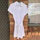 BRAND NEW Kookai White Linen Blend Belted Shirt Mini Dress Size 34