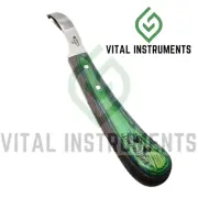 Farrier Hoof Knife Small Loop Blade J2 Stainless CE Green Wooden Handle