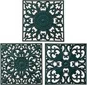 IFFMYJB Silicone Trivet Mat for Hot Pots & Pans, Hot Dishes, Multi-Use Square Pot Holders, Versatile Heat Resistant Silicone Mat for Table, Durable & Flexible Hot Pad for Kitchen Counter Set 3 Green