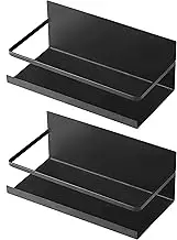 NHZ Spice Rack for Refrigerator, Metal Fridge Shelves with Extra Strong Magnets, Perfect Space Saving (2 Pack, Black)