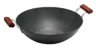 Futura Hard Anodised 5 Ltr 33cm Wok/Kadai/Frying Pan Flat Bottom Kitchen Utensil
