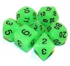 7 Piece Glow in the Dark Polyhedral Dice Set w/ Bag - Green