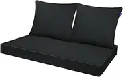 INFBLUE Outdoor Loveseat Cushion Set 46'' x 26'', Outdoor Deep Seat Cushions for Patio Furniture, Water Repellent Outdoor Seat Cushion and Couch Back Cushions for Bench, and Swing (Black Stripes)