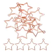 50Pcs Pentagram Alloy Open Back Bezel Pendants Resin Frame Rose Gold