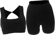 [ANDRESLAD] Yoga Suit Suits for Women Short Shorts Women's Athletic Shorts Women Suit Women's Shorts Exercise Clothes for Women Gym Clothes for Women Outfits for Women Black Nylon