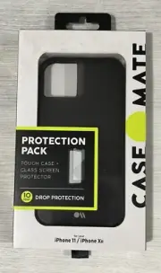 Case-Mate Tough Case + Glass Screen Protector for iPhone 11 iPhone XR, Black