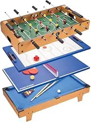 Foosball Table, 4-in-1 Combination Game Table with Foosball/Ice Hockey/Table Tennis/Billiards for Adults and Children