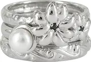 [Stack Ring Co] 925 Sterling Silver Rhodium Plated PRIMA Saturn Stack Ring Set