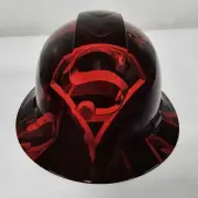 full brim hard hat custom hydro dipped IN CANDY APPLE RED SUPERMAN MAN OF STEEL