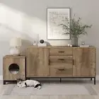 Merryluk Bronx Sideboard Buffet Sideboard Storage Cabinet with Pet House Table