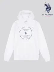 U.S. Polo Assn. White Mens Premium Print Interlock Hoodie (F61814) | $161