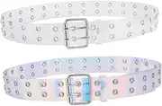 [VALICLUD] 2pcs PU Leather Waist Belts for Women Stylish Double Buckle Design Versatile for Dresses Jeans and Casual Outfits Transparent Gradient Color Options
