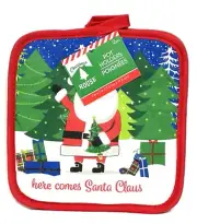 CHRISTMAS POT HOLDERS 2 PC HERE COMES SANTA CLAUS by Christmas House BRAND NEW