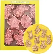 Rstigiker 8Pcs Easter Cookie Cutters Set 3D Easter Eggs Bunny Chick Candy Biscuit Molds Easter Biscuit Fondant Stamps Kids Baking Set for Easter DIY Baking Supplies Party Decorations