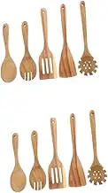 HOLIDYOYO 2sets Wooden Tableware Set Serving Utensils Bracket Lanyard Badge Brooches Handmade Belts Dinnerware Lapel Brooches Hook Lanyard Office Lanyard Stir Frying Spatula Brown 5pcs*2