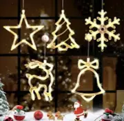 LED Christmas Hanging Lights Window Suction Lights Xmas Tree Star 5 Pieces