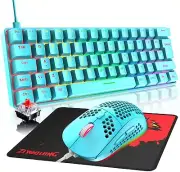 60% Wired Mechanical Gaming Keyboard and Mouse Combo Ultra-Compact Mini 62 Keys