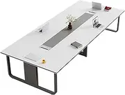 YQMHEZ Conference Table, Modern Seminar, Room Boardroom Desk with Wooden Tabletop, Rectangular Seminar Table for Office Conference Room(220cm)