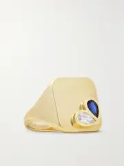 [Gemella] Gemella - Sweetheart 18-karat Gold, Sapphire And Diamond Signet Ring - 3 3 Gold