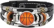 Football baseball basketball elements bracelet mix and match bracelet leather bracelet team fans style accessories (Basketball A), Faux Leather, No Gemstone
