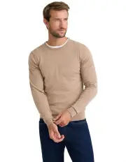 [Oxford] Crew Neck Pure Wool Pullover in Sand