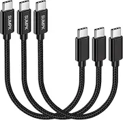 USB C to USB C Fast Charging Cable 60W,[3-Pack 8 inch] USB 2.0 Type C Charger Cord Compatible with Samsung Galaxy S21/S21+/S20+ Ultra Note 20, Pixel 4/3 XL, MacBook Air iPad Pro