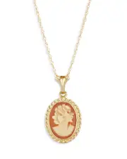 Bloomingdale's Fine Collection Cameo Pendant Necklace in 14K Yellow Gold, 18