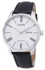 Citizen Automatic White Textured Dial Leather Strap NH8350-08A Analog Mens Watch