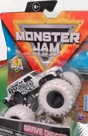 White Grave Digger Spinmaster Monster JamBad To The Bone Rare White Wheelie