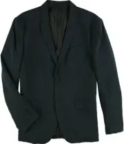 Kenneth Cole Mens Solid Two Button Blazer Jacket, Blue, X-Large (Regular)