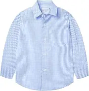 [Mud Kingdom] Boys Checked Shirts Long Sleeve Dress Shirt Plaid Daisy Flower Pattern