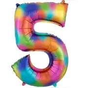 Rainbow Splash SuperShape Foil Balloon Number 5