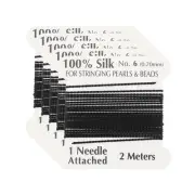 Silk Cord Thread, 5 Pcs Pure Silk Beading Thread Cord Size 0.7 mm, Black