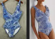 Lauren Ralph Lauren Artisanal NWT Womens 14 One Piece Swimsuit Blue Paisley