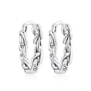 Solid 925 Signature Silver Chain Pull Huggie Earrings